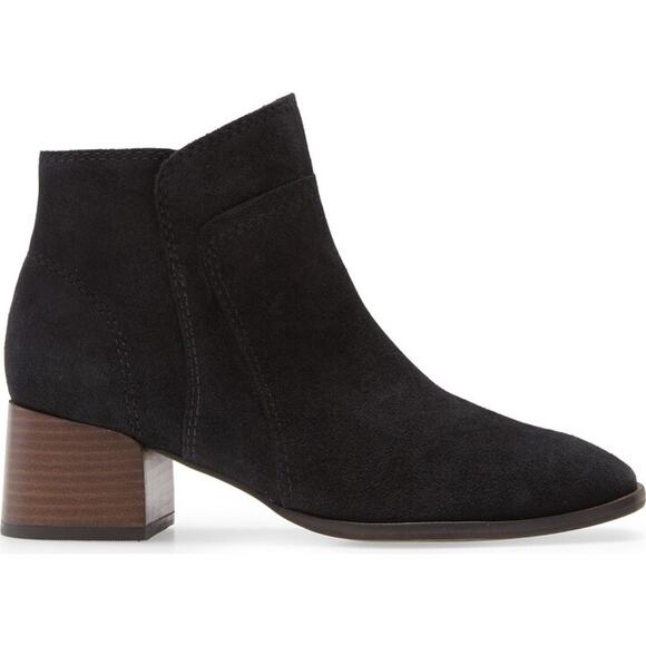 Lucky Brand Lilka Block Heels Suede Bootie Ankle Boots Black Academia Sz 8.5 NEW - Picture 7 of 11